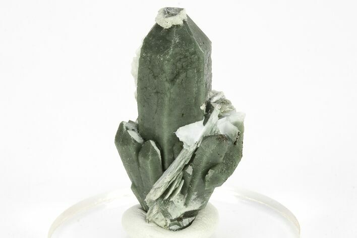 Bladed Calcite on Hedenbergite Included Quartz - Mongolia #226231
